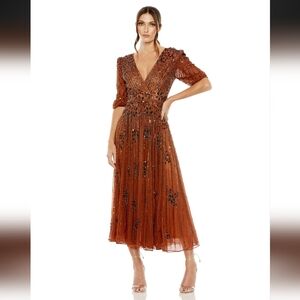 Mac Duggal 5995 Puff Sleeve Embellished Dress